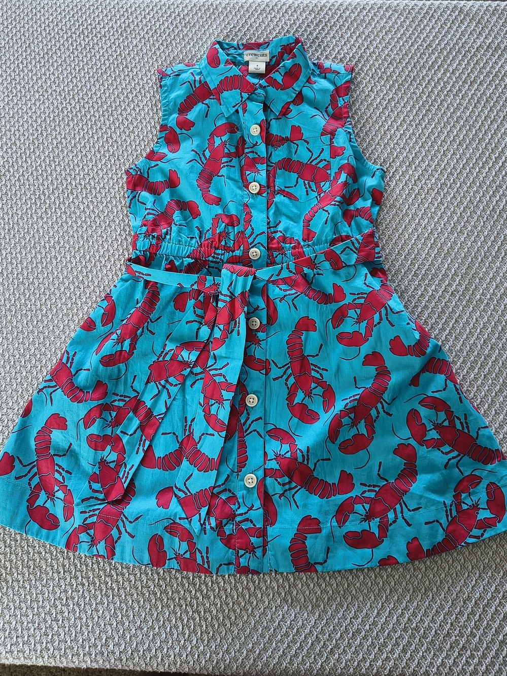 Crewcuts J.Crew Girls Lobster Print Sleeveless Shirt Dress Blue